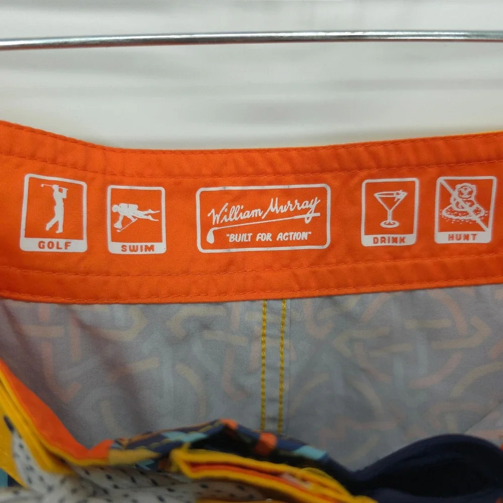 William Murray Board Shorts Mens 34 Blue Celtic‎ Knot Golf Swim Trunks